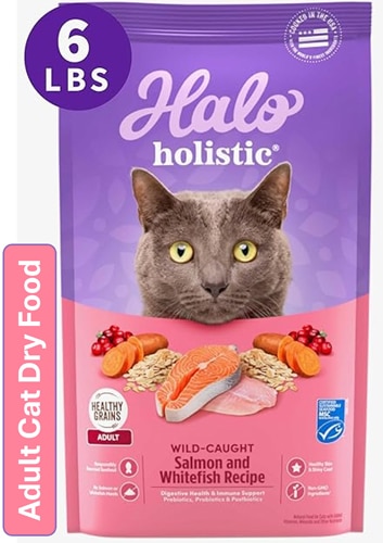 Halo Holistic Adult Cat Dry Food Wild-Caught Salmon & Whitefish Recipe