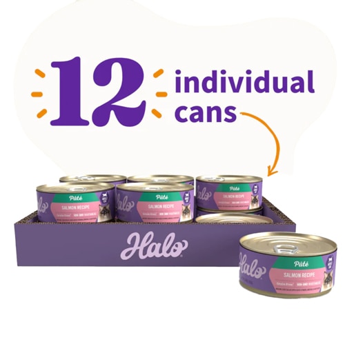 Halo Wet Cat Food Pate Grain-Free Salmon Recipe