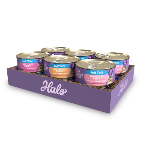 Halo Wet Cat Food Pate Turkey Salmon Chicken Variety Pack