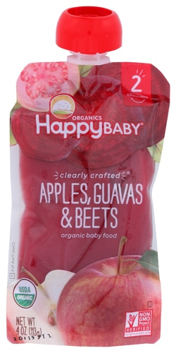 Happy Baby Organic Baby Food 6+ Months Apples Guavas & Beets