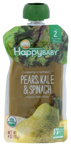 Happy Baby Organic Baby Food 6+ Months Pears Kale & Spinach