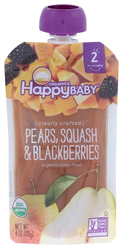 Happy Baby Organic Baby Food 6+ Months Pears Squash & Blackberries