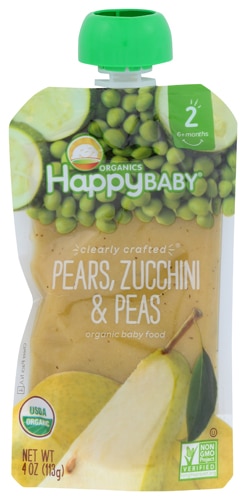 Happy Baby Organic Baby Food 6+ Months Pears Zucchini & Peas