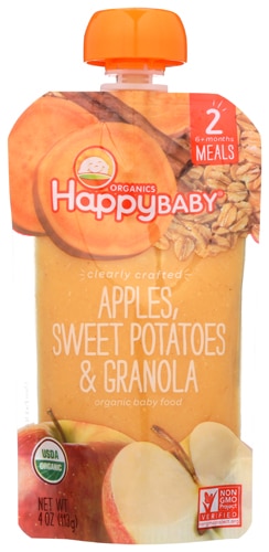 Happy Baby Organic Baby Food & Granola 6+ Months Apples Sweet Potatoes