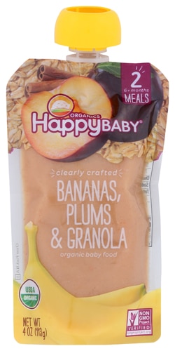 Happy Baby Organic Baby Food & Granola 6+ Months Bananas Plums