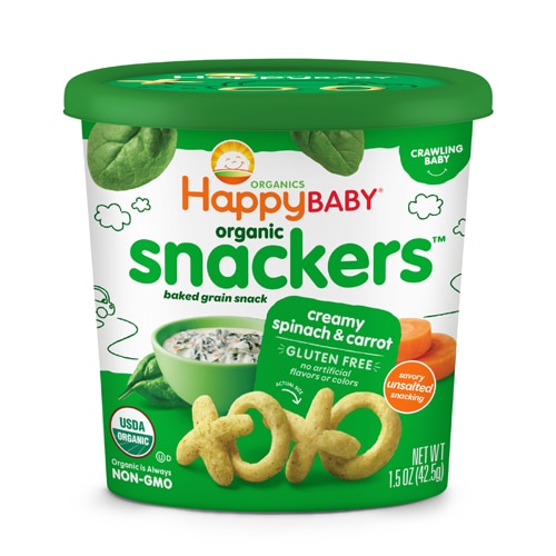 Happy Baby Organic Snackers Crawling Baby Creamy Spinach & Carrot