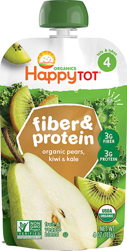 Happy Tot Organic Fiber & Protein Puree 2+ Years Pear Kiwi & Kale