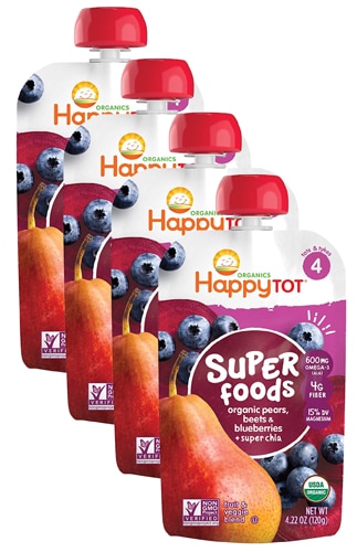 Happy Tot Organic Superfoods Chia 2+ Years Pears Beets & Blueberries