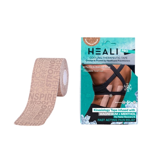 Heali Precut Synthetic Silk Kinesiology Tape For Athletes With Magnesium & Menthol - Beige Inspo