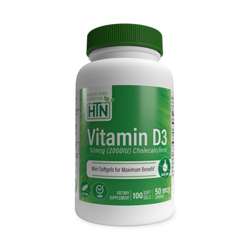 Health Thru Nutrition Vitamin D3 in Oraginc Extra Virgin Olive Oil - Non-GMO Mini Softgels