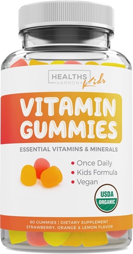 Healths Harmony Kids Vitamin Gummies Organic Strawberry Orange Lemon