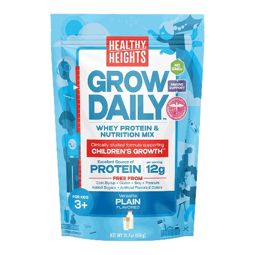 Healthy Heights Grow Daily Kids Protein Powder Nutrition Mix 3+ Years Plain