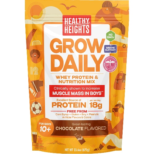 Healthy Heights Grow Daily Kids Protein Powder Nutrition Mix Boys 10+ Years Chocolate