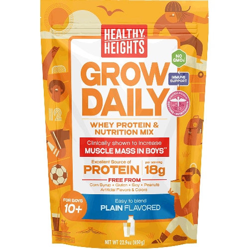 Healthy Heights Grow Daily Kids Protein Powder Nutrition Mix Boys 10+ Years Plain
