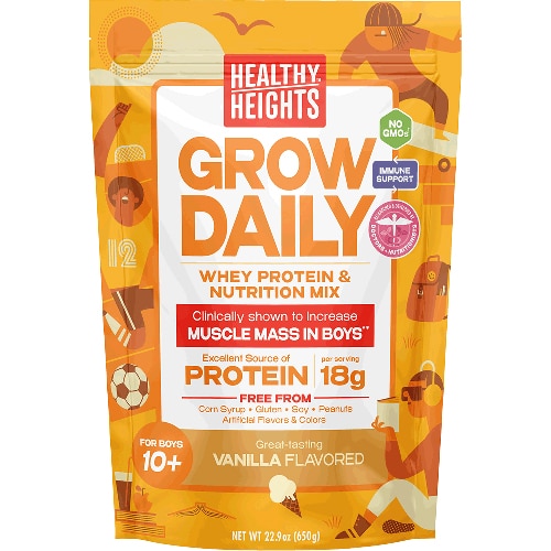 Healthy Heights Grow Daily Kids Protein Powder Nutrition Mix Boys 10+ Years Vanilla