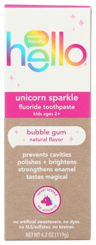 Hello Kids Fluoride Toothpaste Unicorn Sparkle Bubblegum