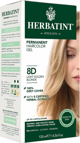 Herbatint Permanent Hair Color Gel 8D Light Golden Blonde