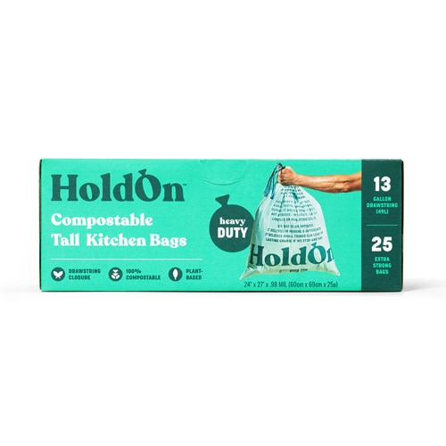 HoldOn Compostable Heavy Duty Tall Kitchen Trash Bags 13 Gallon