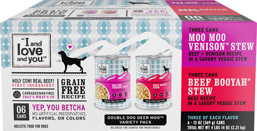 I and Love and You Double Dog Deer Moo Wet Dog Food Variety Pack Beef & Venison