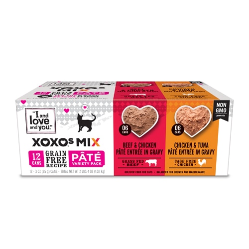 I and Love and You XOXOs Mix Pâté Wet Cat Food Variety Pack Chicken and Beef