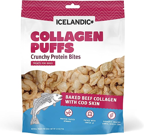 Icelandic+ Collagen Puffs Crunchy Protein Bites Dog Treats Beef + Cod