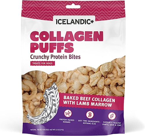 Icelandic+ Collagen Puffs Crunchy Protein Bites Dog Treats Beef + Lamb Marrow