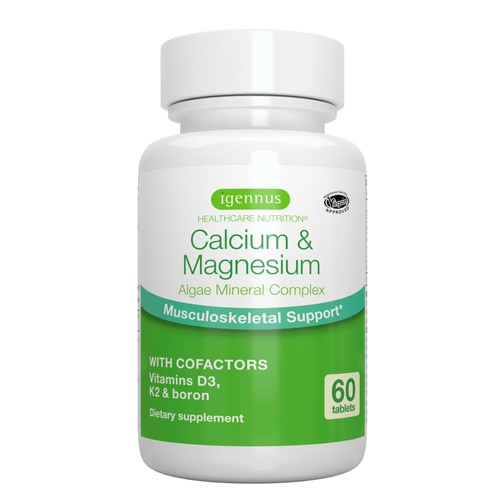 Igennus Calcium & Magnesium Algae Mineral Complex – With K2 D3 & Boron – Bone Strength