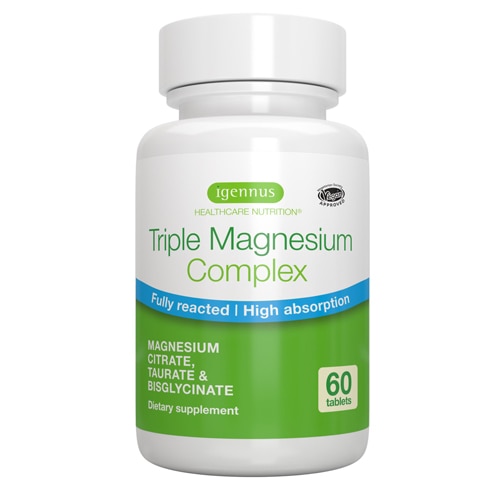 Igennus Triple Magnesium Complex -Citrate & Fully Chelated Bisglycinate & Taurate Vegan