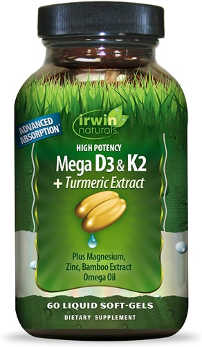 Irwin Naturals High Potency Mega D3 & K2 + Turmeric Extract