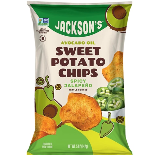 Jackson's Gluten Free Sweet Potato Kettle Chips Made With Premium Avocado Oil Spicy Jalapeno