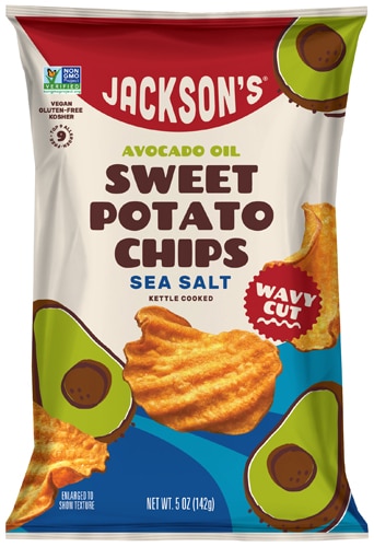 Jackson's Wavy Sweet Potato Chips Vegan Gluten Free Avocado Oil Sea Salt