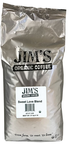 Jim's Organic Coffee Dark Roast Whole Bean Sweet Love Blend