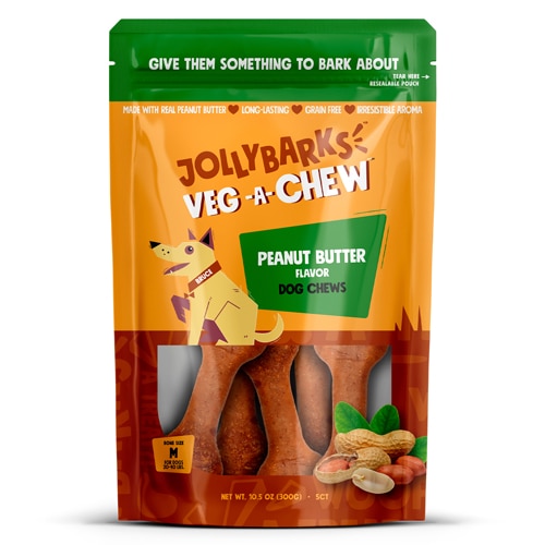 Jolly Barks Dog Chew Veg-A-Chew Medium Dog Peanut Butter