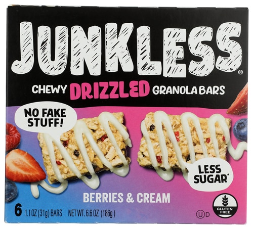 Junkless Chewy Granola Bars Drizzled Berries & Cream
