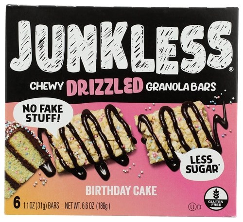 Junkless Chewy Granola Bars Drizzled Birthday Cake