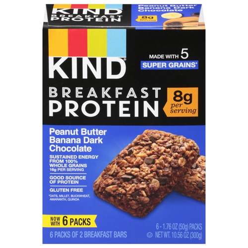 KIND Gluten Free Breakfast Protein Bars Peanut Butter Banana Dark Chocolate