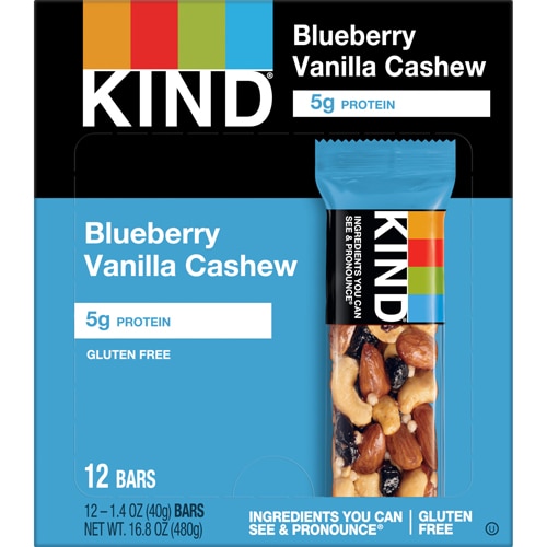 KIND Gluten Free Healthy Snack Bars Blueberry Vanilla & Cashew