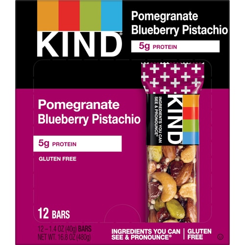 KIND Gluten Free Healthy Snack Bars Pomegranate Blueberry Pistachio