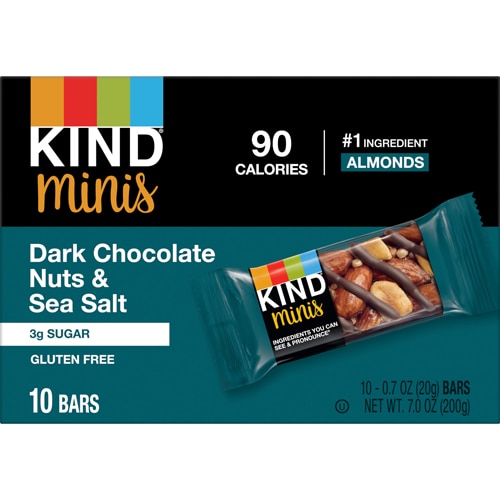 KIND Gluten Free Snack Mini Bars Dark Chocolate Nuts & Sea Salt