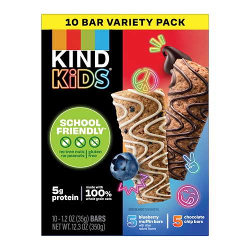 KIND Kids Bar Variety Pack Tree Nut Free Peanut Free Gluten Free Chocolate Chip & Blueberry Muffin