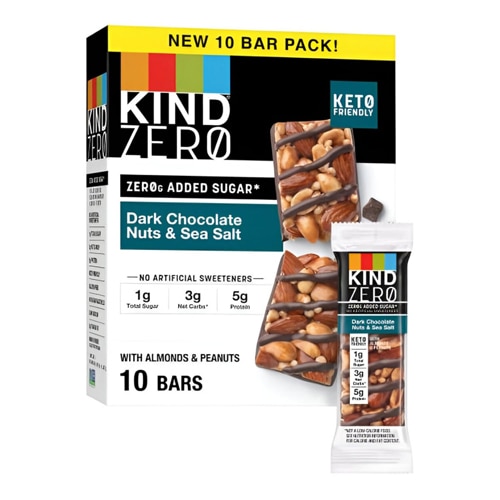 KIND ZEROg Added Sugar Bars Dark Chocolate Nuts & Sea Salt