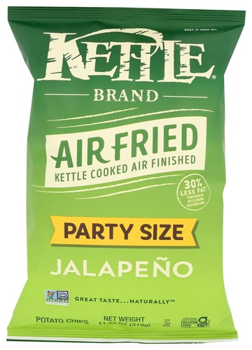 Kettle Brand Potato Chips Non GMO Gluten Free Air Fried Party Size Jalapeno