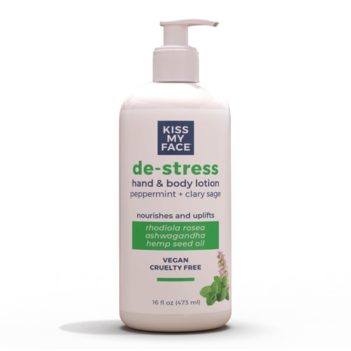 Kiss My Face De-Stress Hand & Body Lotion - Peppermint + Clary Sage