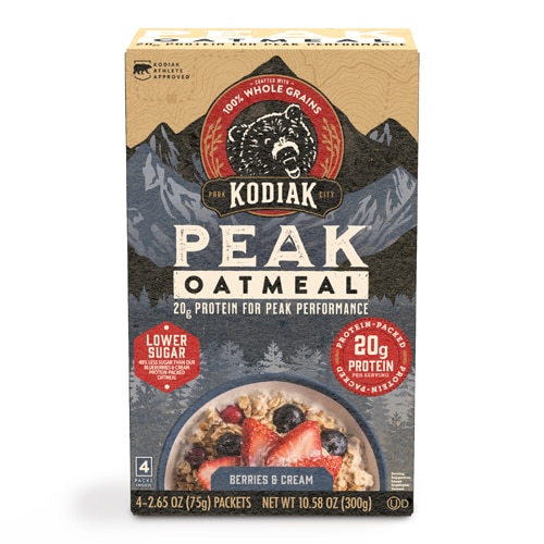 Kodiak Cakes Peak Oatmeal Packets Lower Sugar 20 g Protein Berries & Cream