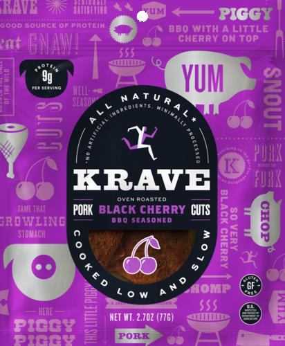 Krave Gourmet Seasoned Pork Jerky Cuts Black Cherry Barbecue