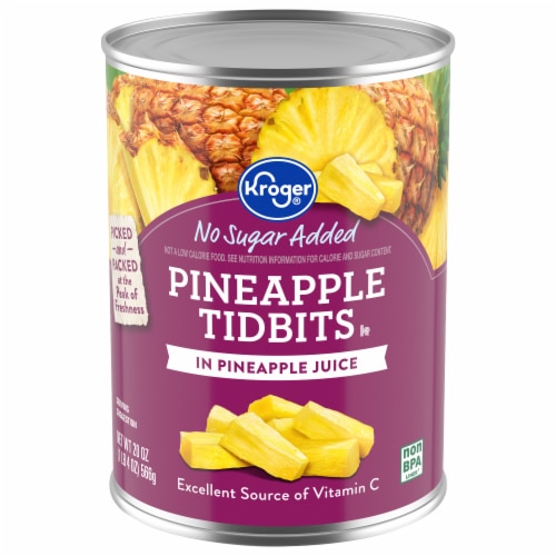 Kroger Canned Pineapple Tidbits No Sugar Added in Pineapple Juice