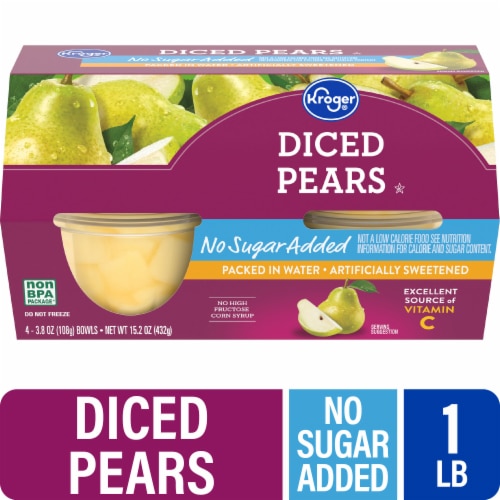Kroger Diced Pear Cups No Sugar Added 4 Pack