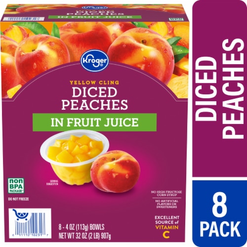 Kroger Yellow Cling Diced Peach Cups in 100% Juice