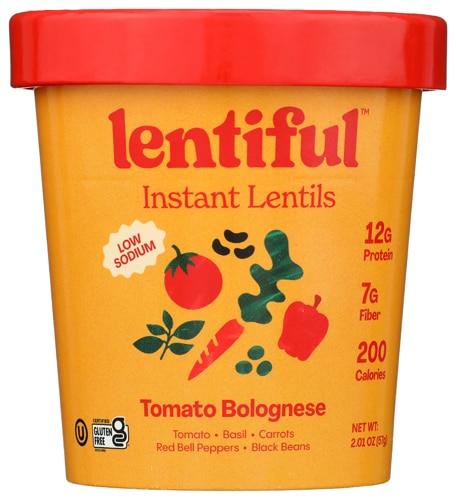 Lentiful Gluten Free Non-GMO Instant Lentils - Low Sodium Tomato Bolognese