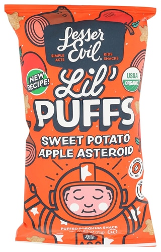 LesserEvil Lil Puffs Organic Puff Snack Sweet Potato Apple